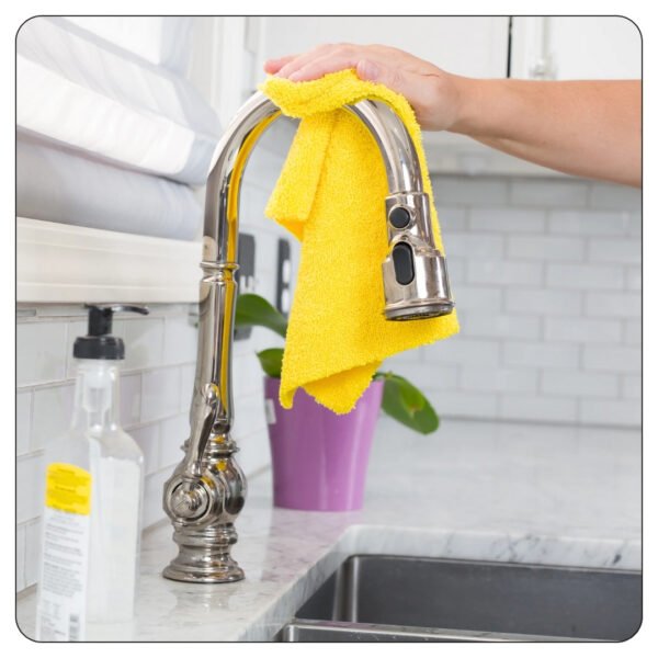 Lavex 16" x 16" Yellow Microfiber General Purpose Cloth - 12/Pack - Image 4
