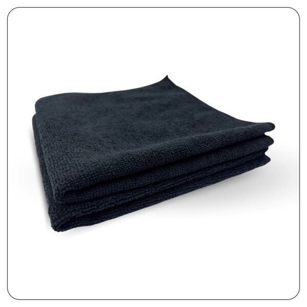 Lavex 12" x 12" Black Microfiber General Purpose Cloth - 12/Pack - Image 2