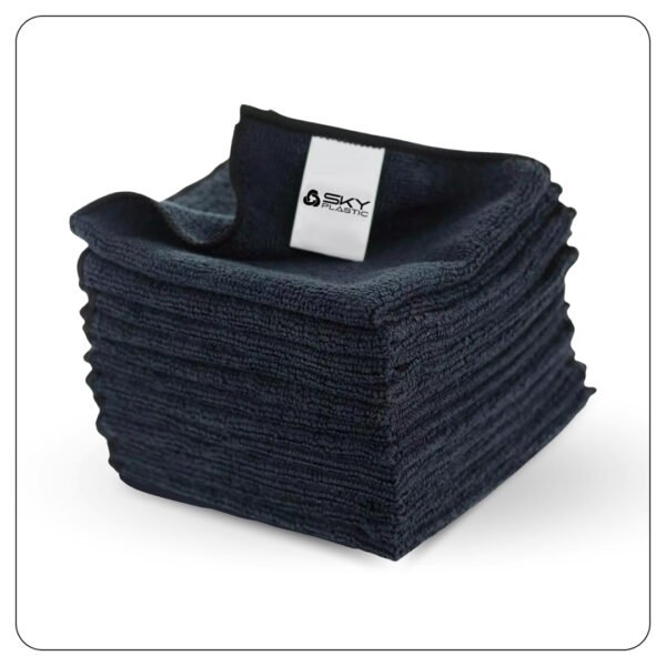 Lavex 12" x 12" Black Microfiber General Purpose Cloth - 12/Pack