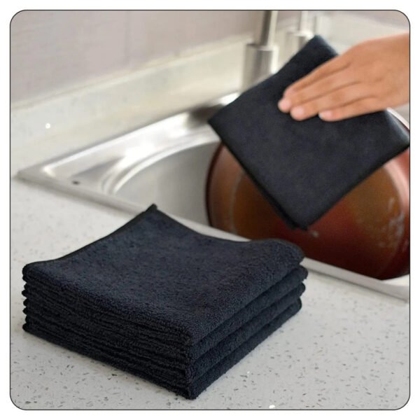Lavex 12" x 12" Black Microfiber General Purpose Cloth - 12/Pack - Image 5