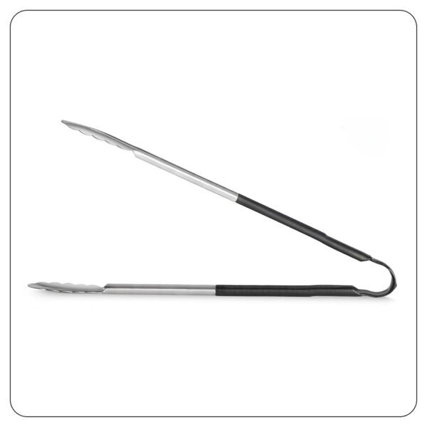 Black Coated Handle Stainless Steel Scalloped Tongs 16" - Image 3