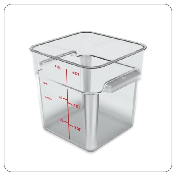Clear Square Polycarbonate Food Storage Container and Red Lid 8 Qt - Image 3
