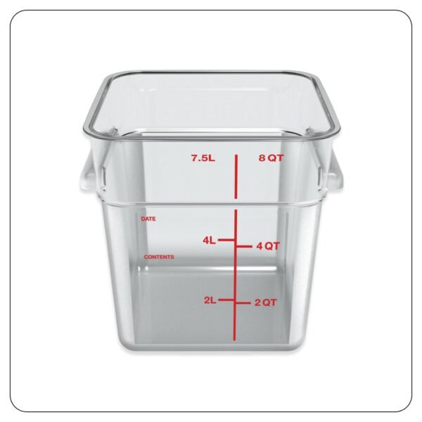 Clear Square Polycarbonate Food Storage Container and Red Lid 8 Qt - Image 2