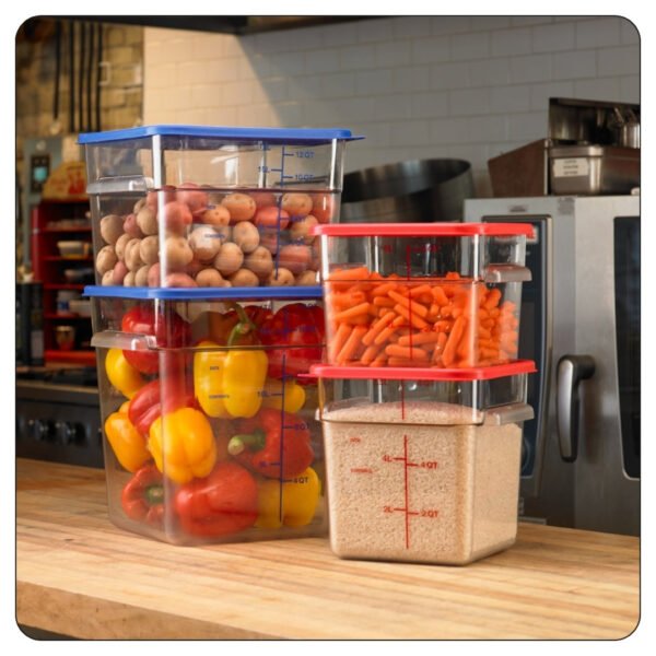 Clear Square Polycarbonate Food Storage Container and Red Lid 8 Qt - Image 5