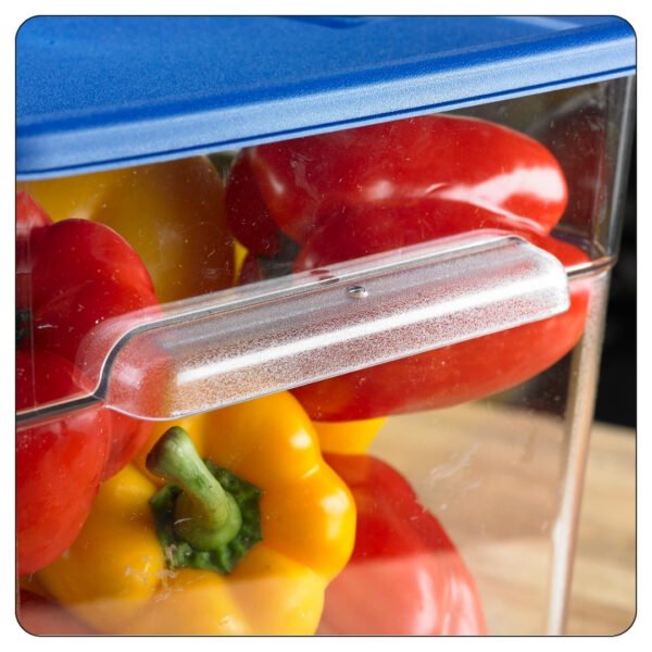 Clear Square Polycarbonate Food Storage Container and Blue Lid 22 Qt - Image 4