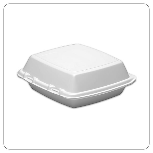 8x8x3 Large Hinged Lid / 1 Compartment Foam Containers