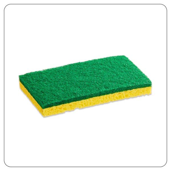6" x 3 1/2" x 3/4" Yellow Cellulose Sponge / Green Heavy-Duty Scouring Pad Combo