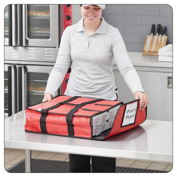 18x18x5 1/2 Red Insulated Pizza Delivery Bag - Image 4