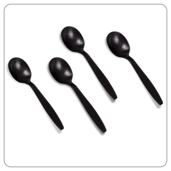 Black Soup Spoon Individual Wrapped Plastic - Image 3