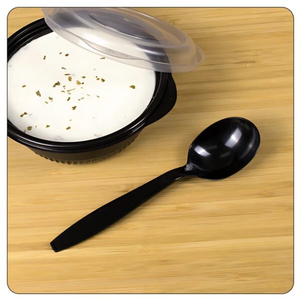 Black Soup Spoon Individual Wrapped Plastic - Image 4