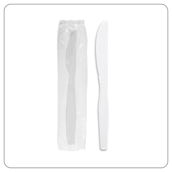 White Knives. Individual Wrapped Plastic Medium Weight