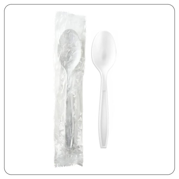 White Spoon Heavy Duty Individual Wrapped Plastic