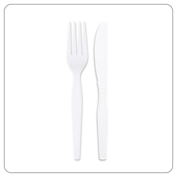 Sunset White Cutlery Kit Fork, Knife, Napkin / Medium Weight - Image 3