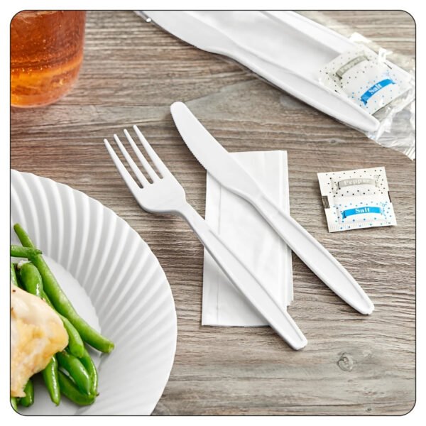 Sunset White Cutlery Kit Fork, Knife, Napkin / Medium Weight - Image 5
