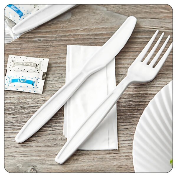 Sunset White Cutlery Kit Fork, Knife, Napkin / Medium Weight - Image 4