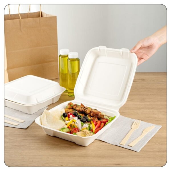 8x8x3.5 / Large Hinged Lid / 1 Compartment Foam Containers - Image 5
