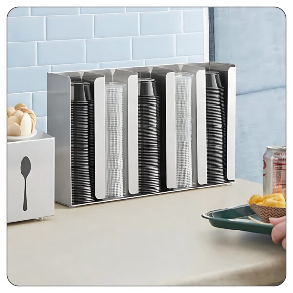 Adjustable 5-Section Stainless Steel Wall-Mount / Countertop 1.5 - 5.5 oz. Portion Cup / Lid Organizer - Image 5