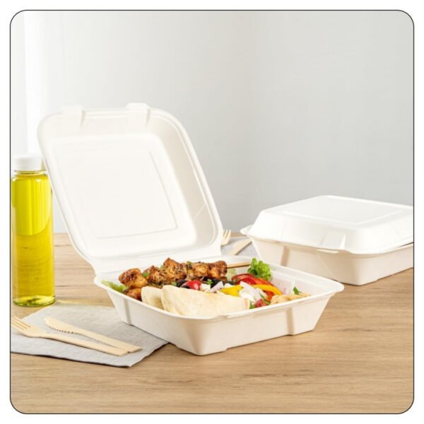 8x8x3.5 / Large Hinged Lid / 1 Compartment Foam Containers - Image 4