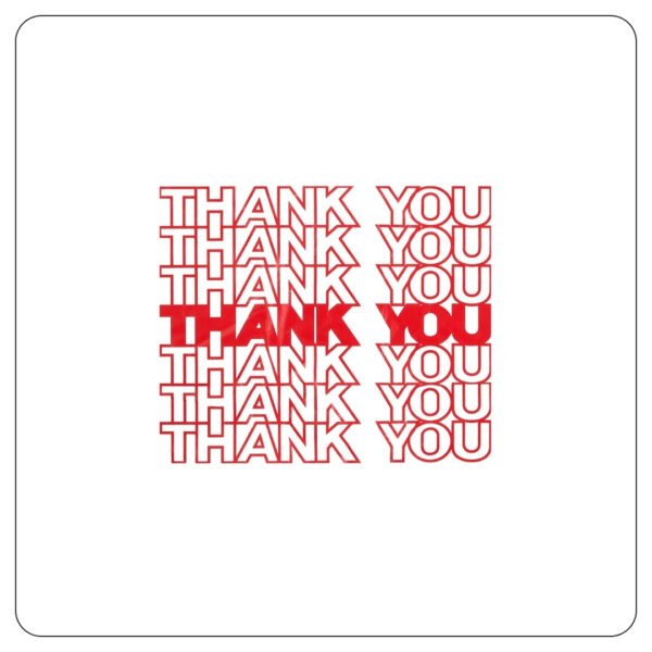 1/8 (10x5x18) Small Size White "Thank You" Standard-Duty Plastic T-Shirt Bag - Image 3