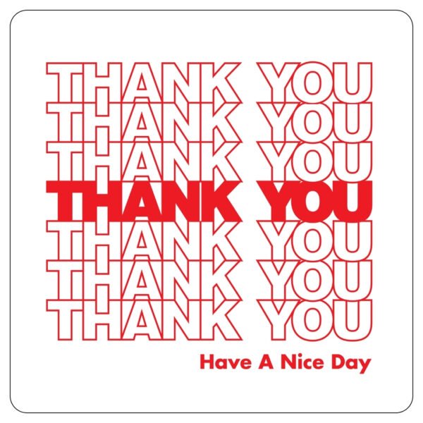 (11,5x22x6,5) Size White "Thank You" Standard-Duty Plastic T-Shirt Bag - Image 3