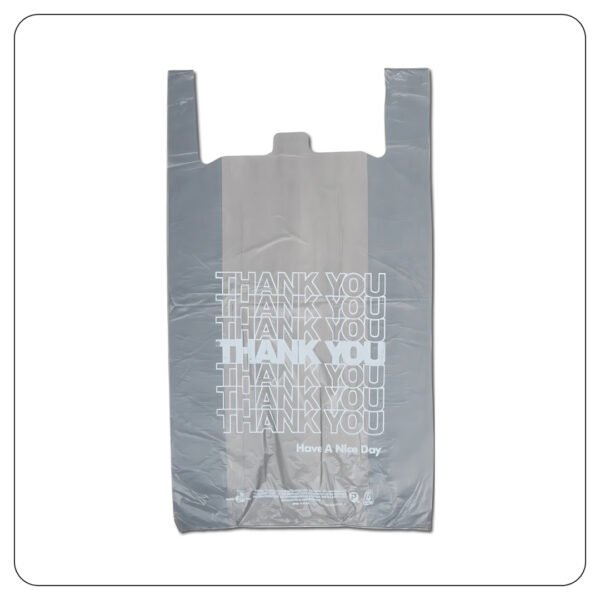 Extra Large Size Grey "Thank You" Medium-Duty Plastic T-Shirt Bag (18x8x32) - Image 2