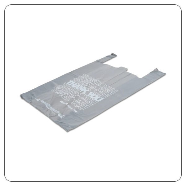 Extra Large Size Grey "Thank You" Medium-Duty Plastic T-Shirt Bag (18x8x32) - Image 3
