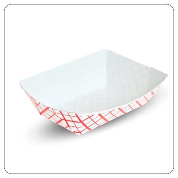 1 lb. Red Check Paper Food Tray - Image 2