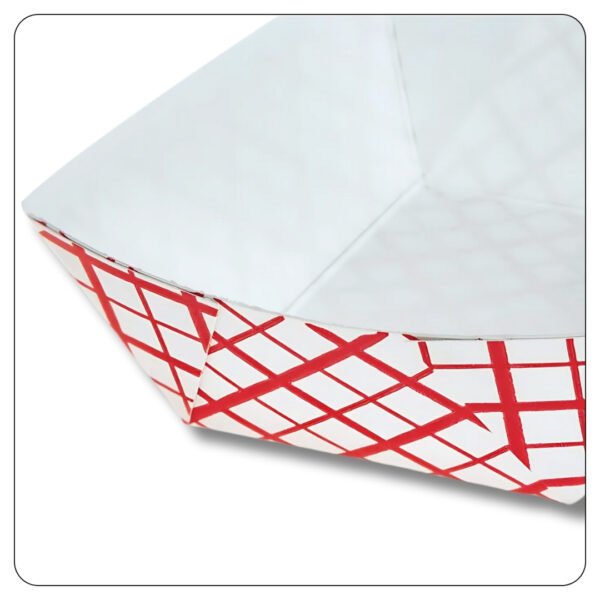 1 lb. Red Check Paper Food Tray - Image 3