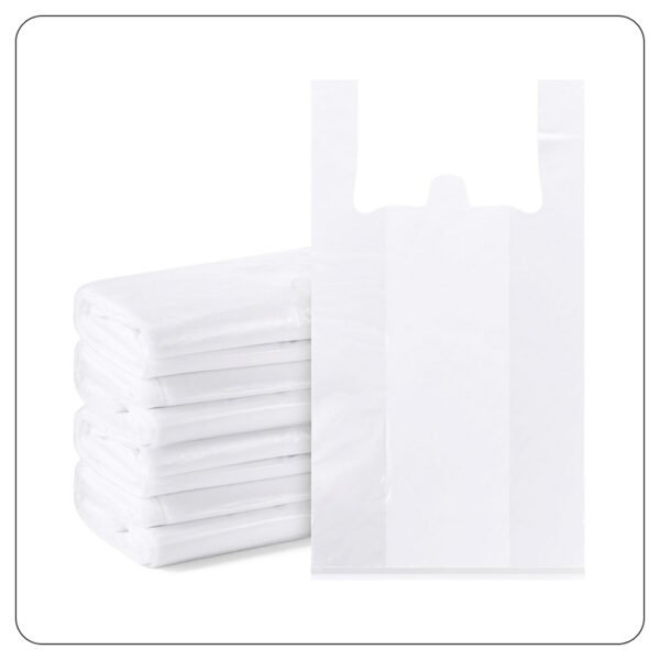 1/6 Standard Size White Unprinted Medium-Duty Plastic T-Shirt Bag - Image 2