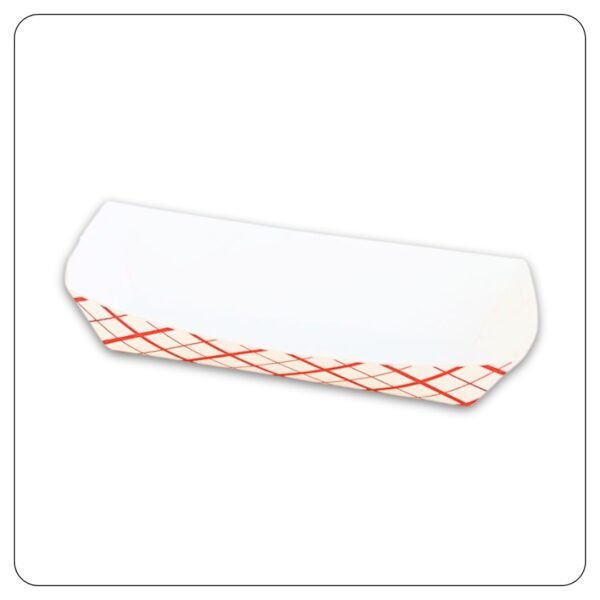 7" x 3 1/4" x 1 1/2" Red Check Paper Hot Dog Tray - Image 2