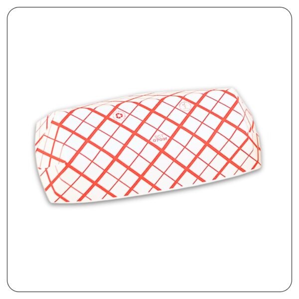 7" x 3 1/4" x 1 1/2" Red Check Paper Hot Dog Tray - Image 3