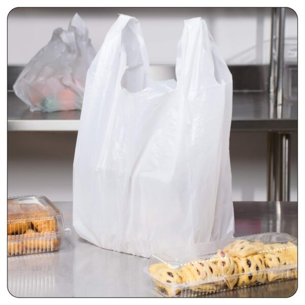 1/6 Standard Size White Unprinted Medium-Duty Plastic T-Shirt Bag - Image 4