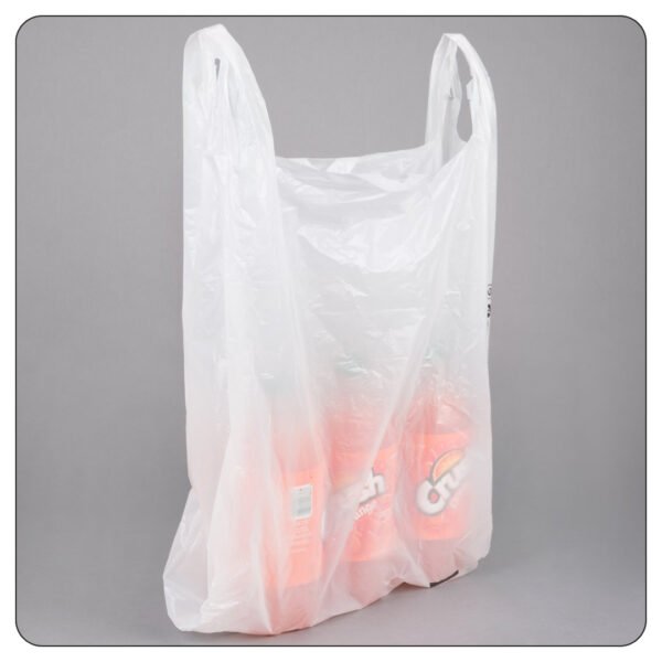 1/6 Standard Size White Unprinted Medium-Duty Plastic T-Shirt Bag - Image 5