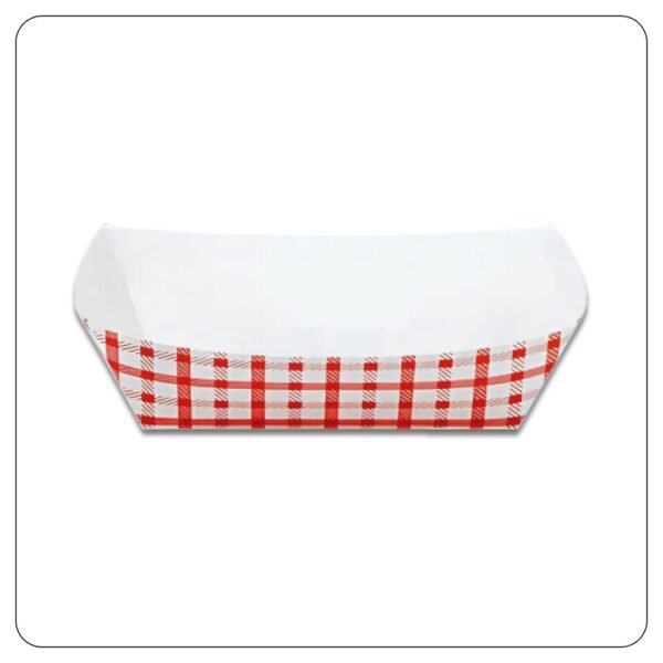 2.5 lb. Red Checkered Paper Food Tray