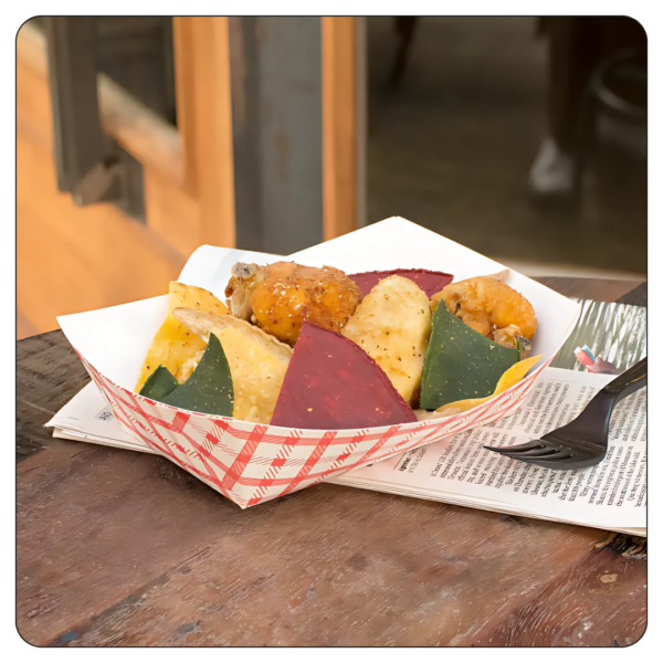 2.5 lb. Red Checkered Paper Food Tray - Image 2