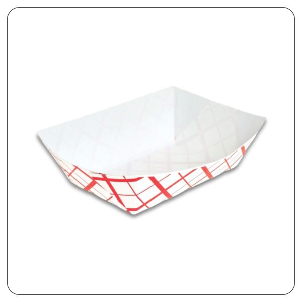 3 lb. Red Checkered Paper Food Tray - Image 2