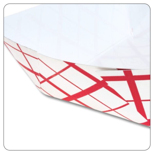 3 lb. Red Checkered Paper Food Tray - Image 3