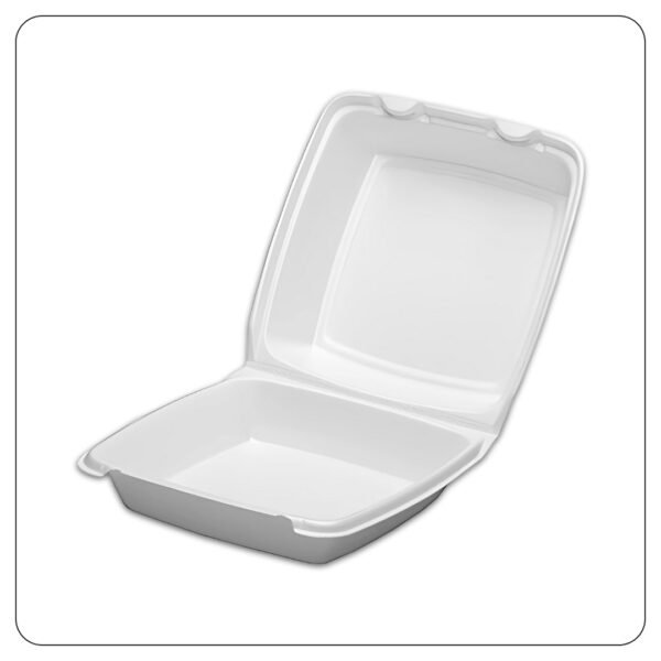 8x8x3 Large Hinged Lid / 1 Compartment Foam Containers - Image 3