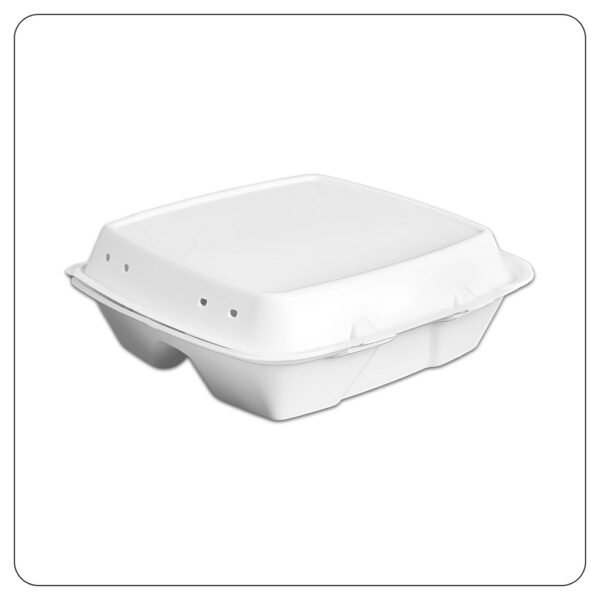9x9x3 White Vented Foam 3 Compart Container Black Vent - Image 2