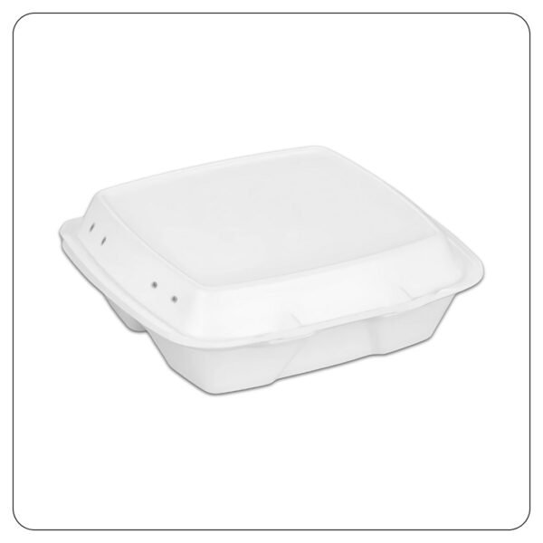 9x9x3 White Vented Foam 3 Compart Container Black Vent