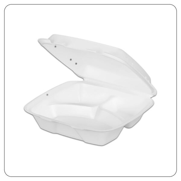 9x9x3 White Vented Foam 3 Compart Container Black Vent - Image 3