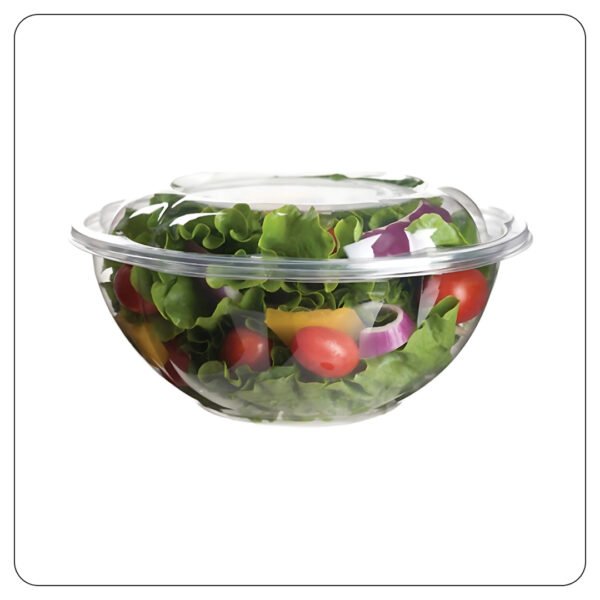 24 Oz. Clear Plastic Salad Bowl with Lid - Image 2