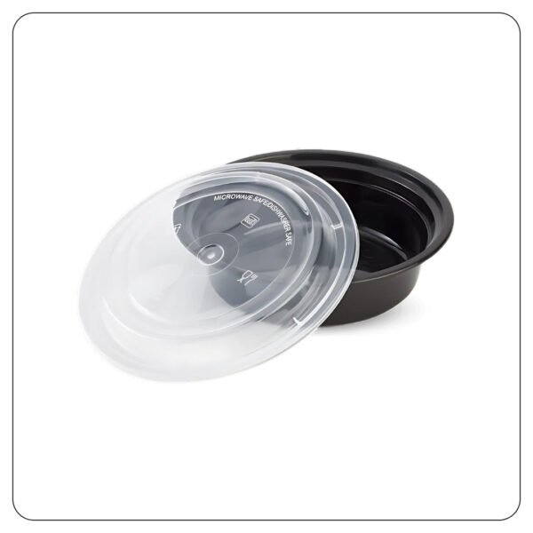 Round Black Takeout Containers 16 Oz With Lids