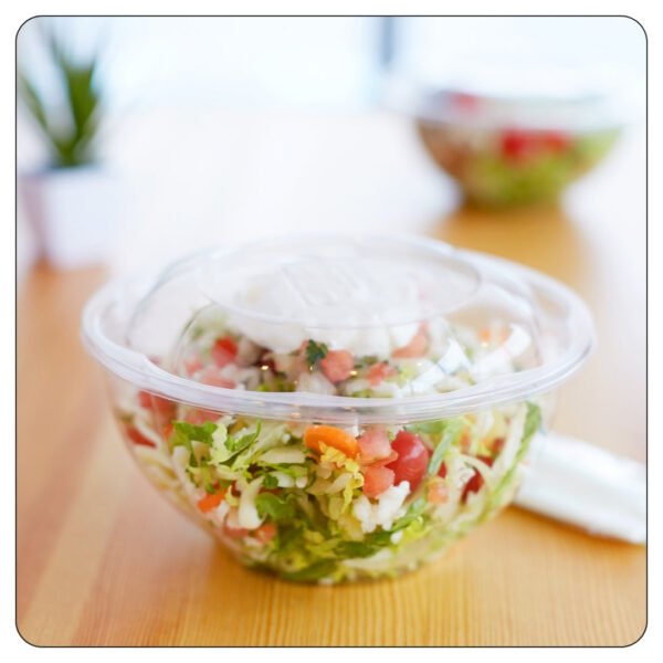 24 Oz. Clear Plastic Salad Bowl with Lid - Image 4