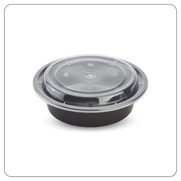 Round Black Takeout Containers 16 Oz With Lids - Image 2