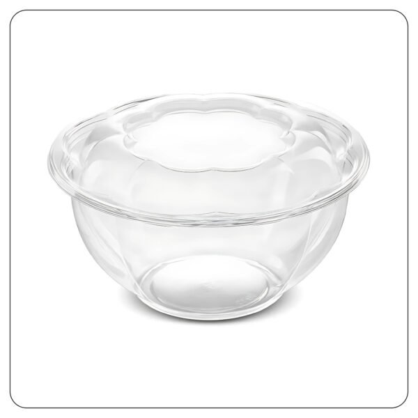 32 Oz. Clear Plastic Salad Bowl with Lid - Image 2