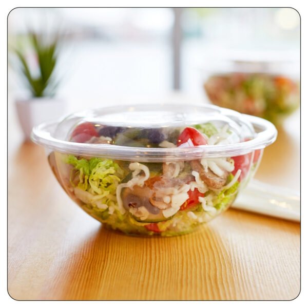 32 Oz. Clear Plastic Salad Bowl with Lid - Image 4