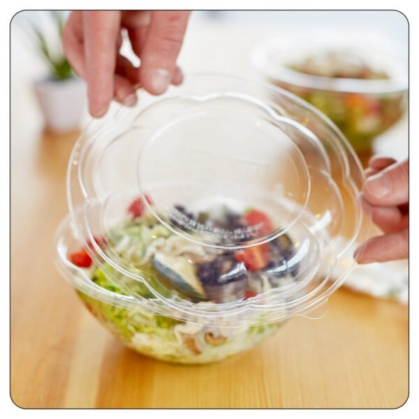 32 Oz. Clear Plastic Salad Bowl with Lid - Image 5
