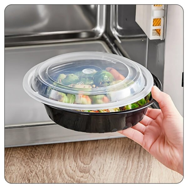 Round Black Takeout Containers 24 Oz With Lids - Image 4