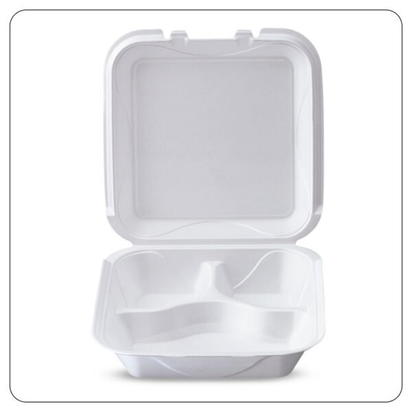 9x9 / Hinge Container Foam  Lid / 3 Compartment - Image 2